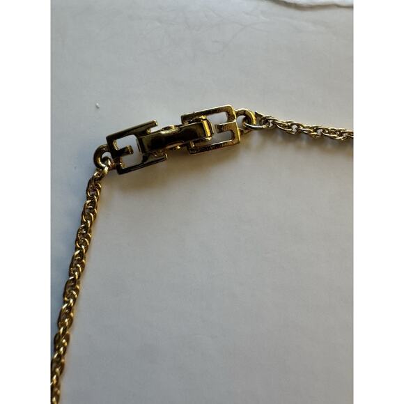 Vintage Givenchy Gold-Tone Bow Pendant Necklace with Rhinestones - Picture 4 of 5